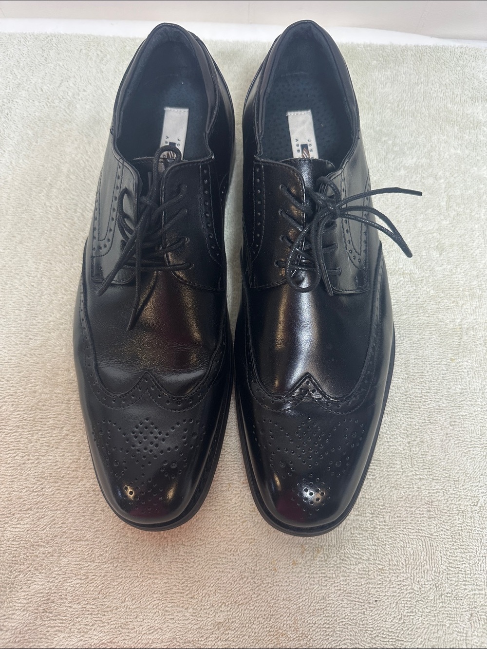 Joseph Abboud Black Leather Wingtip Oxfords